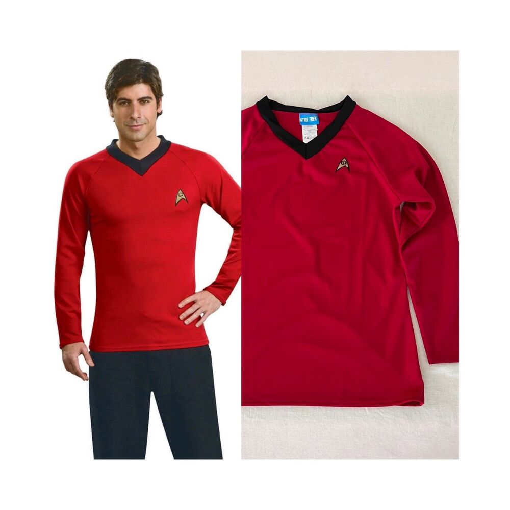 EUC Star Trek Adult Red Premium Long Sleeve Shirt Scotty Costume Size Large
